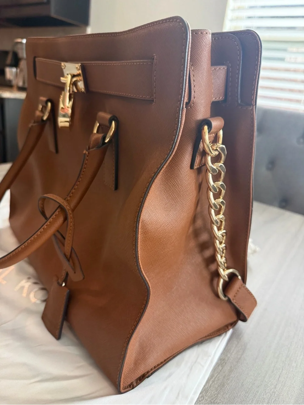 Michael Kors Brown Leather Hamilton Tote Bag